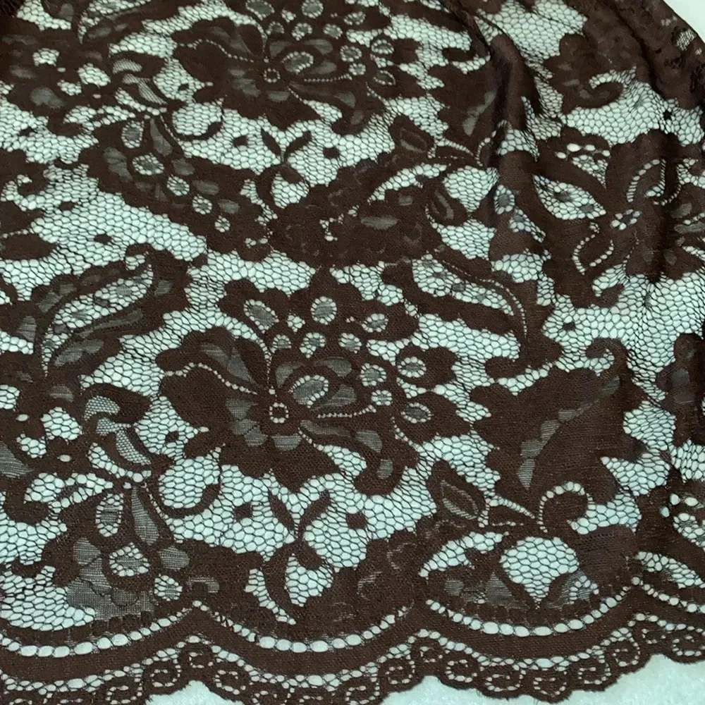 Wrap scarf floral pattern sheer black scalloped edges 20” X 58” long NEW
